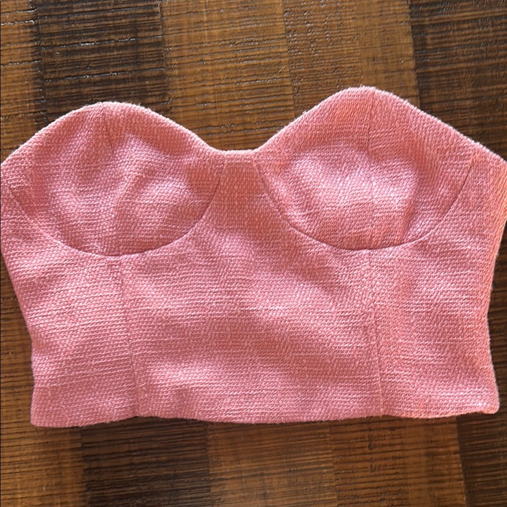 Pink Textured Bustier Top